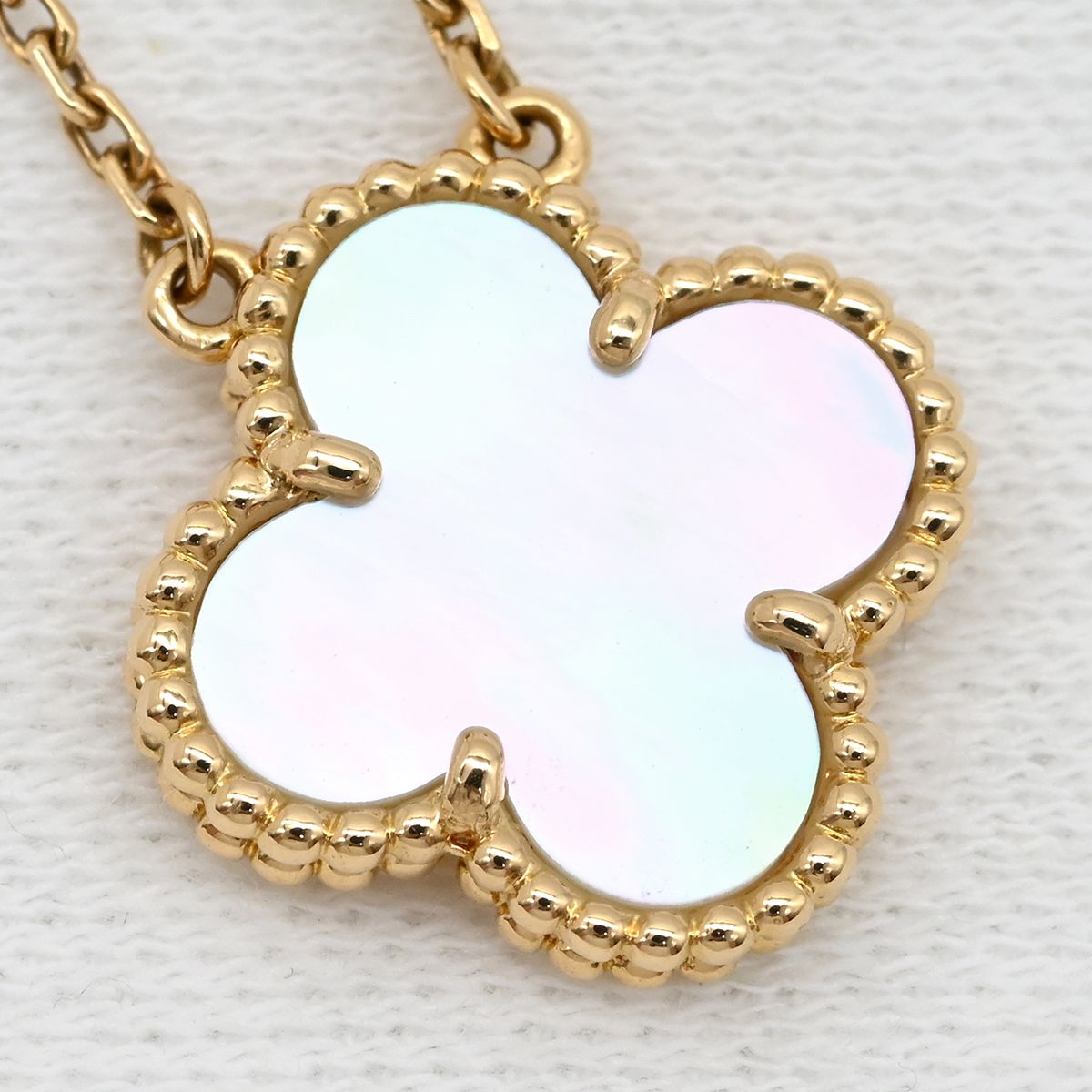 Van Cleef & Arpels Necklace Vintage Alhambra Pendant Pearl White Yellow Gold YG — view 8