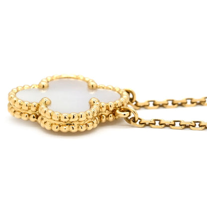 Van Cleef & Arpels Necklace Vintage Alhambra Pendant Pearl White Yellow Gold YG — view 2