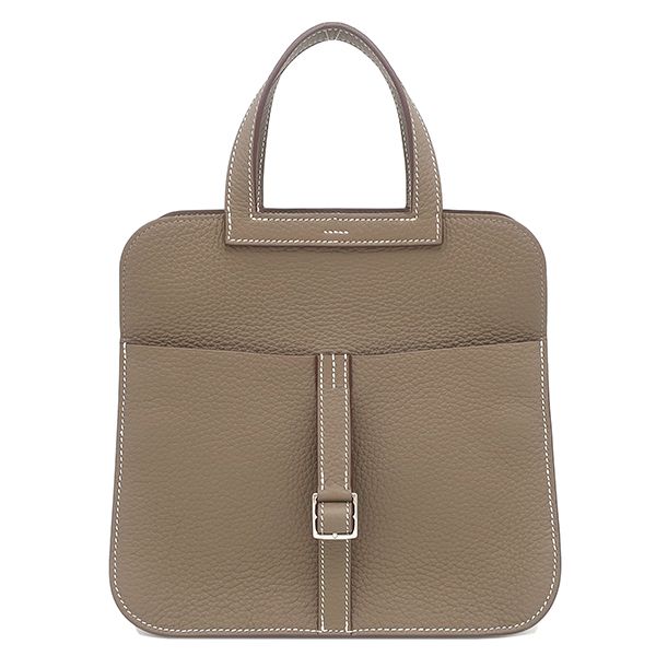 Hermes 2-Way Bag Halzan 25 Taurillon Clemence Etoupe Silver Handbag — view 3