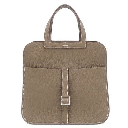 Hermes 2-Way Bag Halzan 25 Taurillon Clemence Etoupe Silver Handbag — view 3