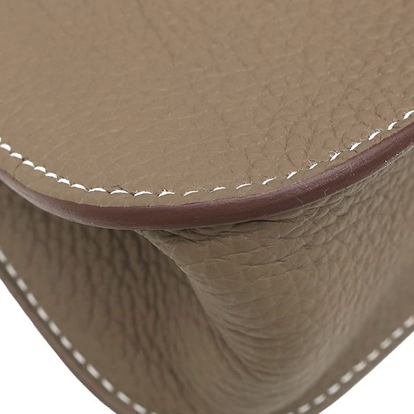 Hermes 2-Way Bag Halzan 25 Taurillon Clemence Etoupe Silver Handbag — view 5