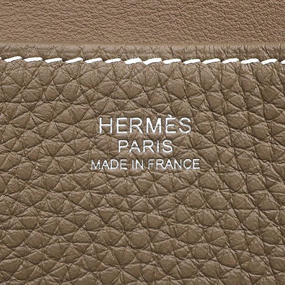 Hermes 2-Way Bag Halzan 25 Taurillon Clemence Etoupe Silver Handbag — view 7