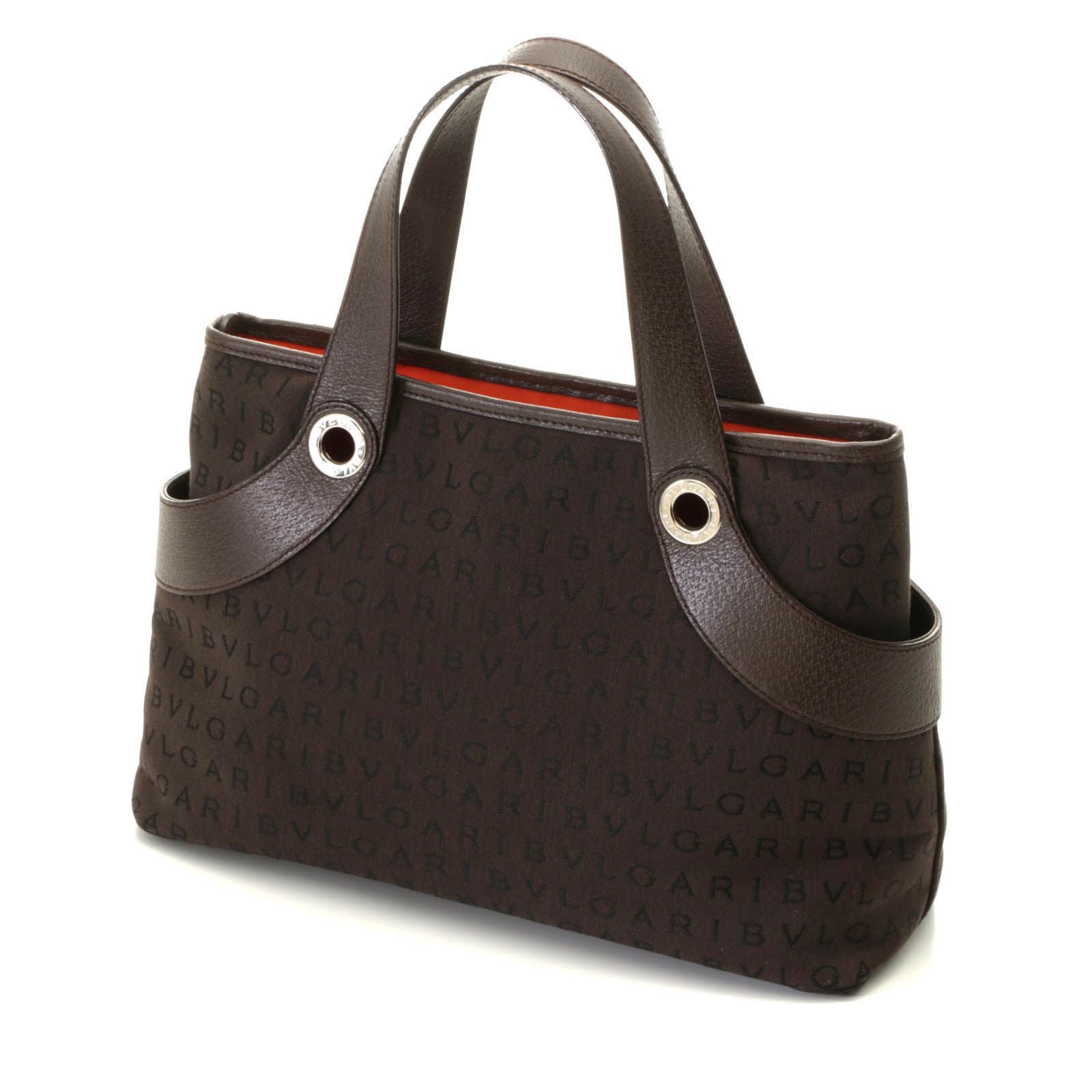 Bvlgari Logomania Handbag Dark Brown Canvas Leather — view 2