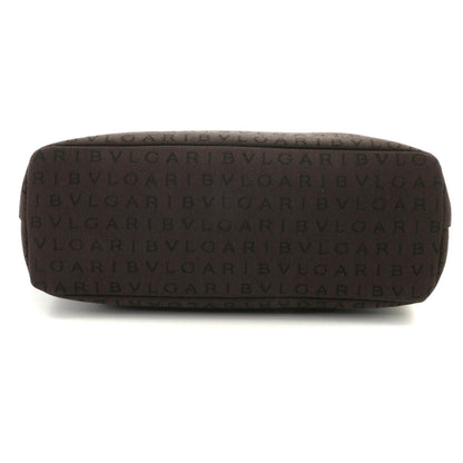 Bvlgari Logomania Handbag Dark Brown Canvas Leather — view 3