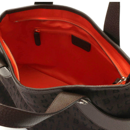 Bvlgari Logomania Handbag Dark Brown Canvas Leather — view 7