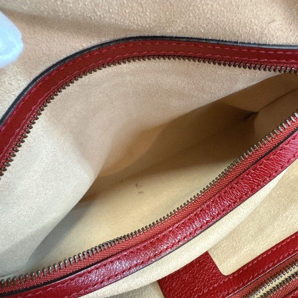 Gucci Liber Top Handle Medium Bag Leather Red Handbag — view 7