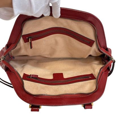 Gucci Liber Top Handle Medium Bag Leather Red Handbag — view 5