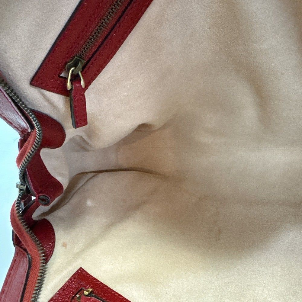 Gucci Liber Top Handle Medium Bag Leather Red Handbag — view 6
