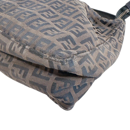 Fendi Zucchino All Over Print Pouch Vanity Handbag Canvas Leather Brown Black — view 4