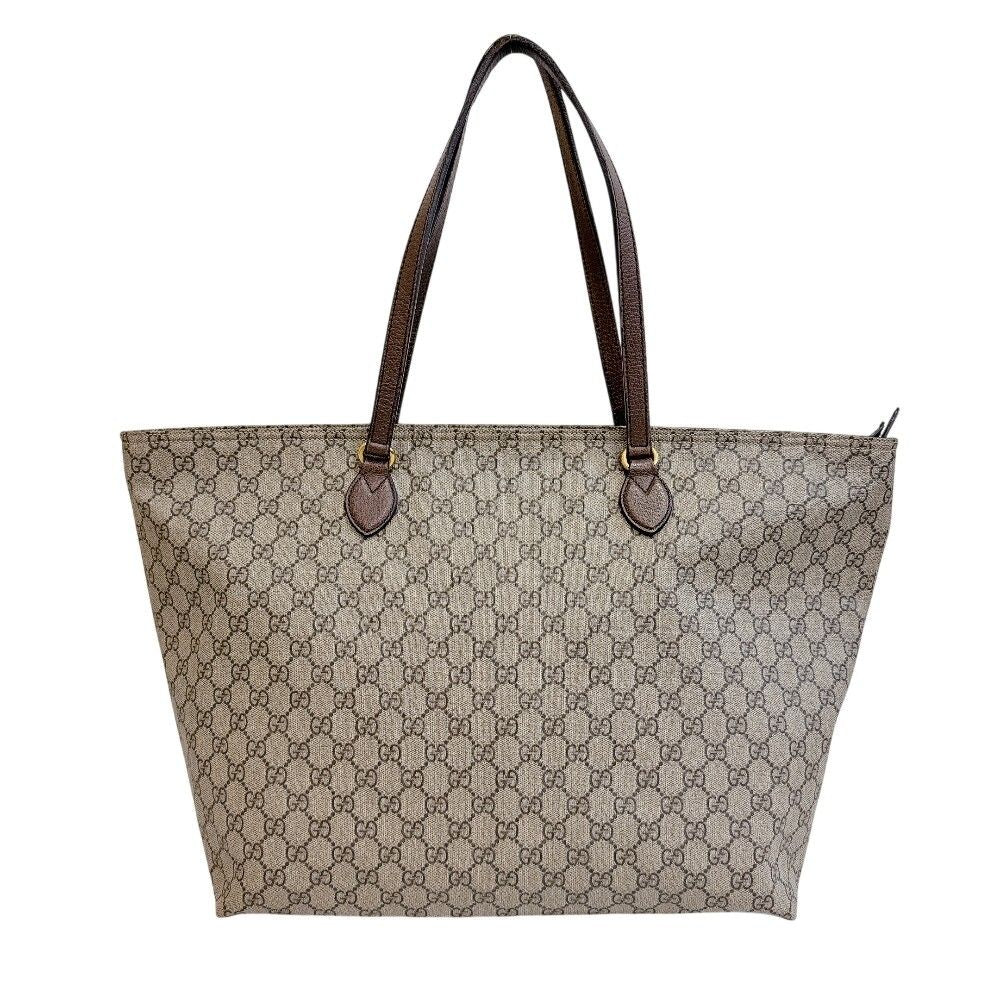 Gucci GG Supreme Tote Leather Brown