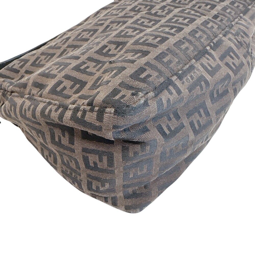 Fendi Zucchino All Over Print Pouch Vanity Handbag Canvas Leather Brown Black — view 3