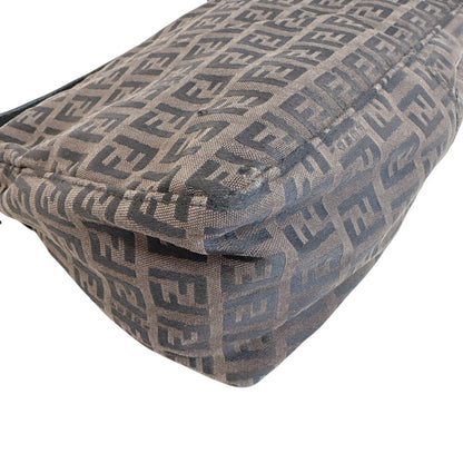 Fendi Zucchino All Over Print Pouch Vanity Handbag Canvas Leather Brown Black — view 3