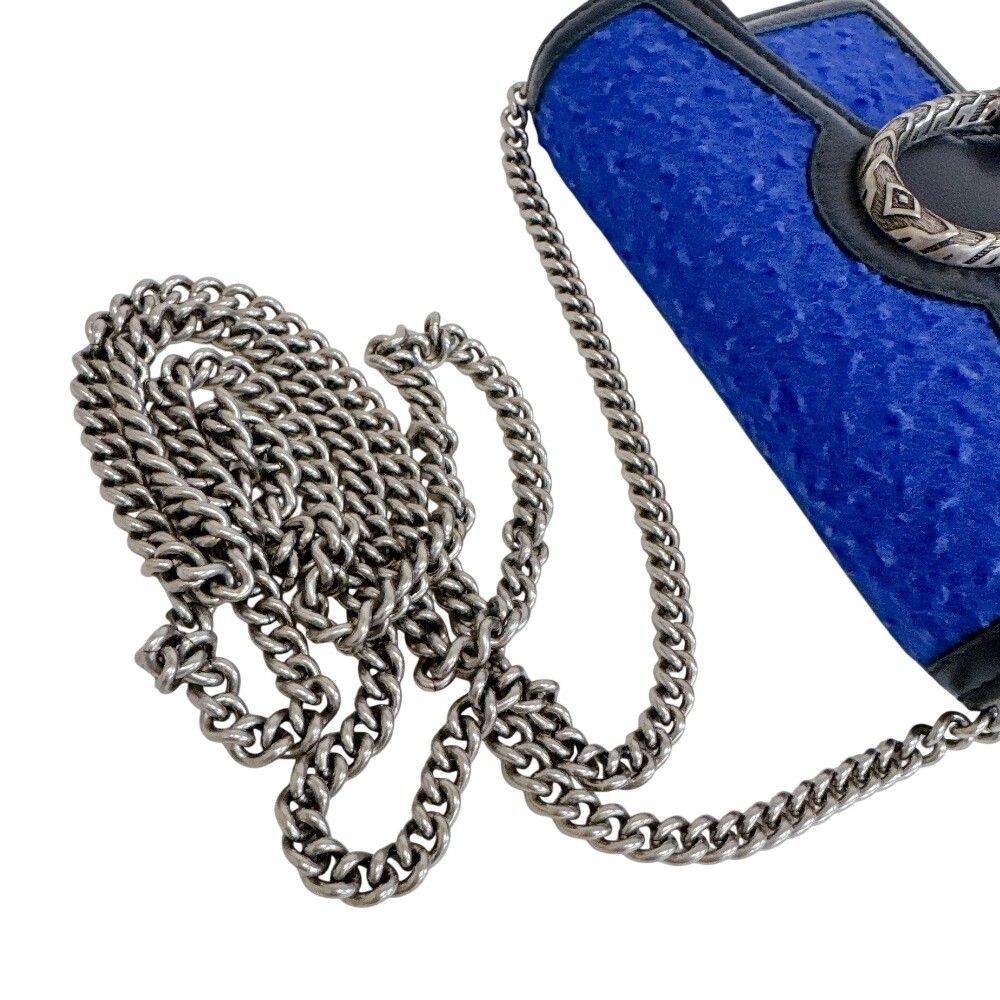 Gucci Dionysus Wool Leather Chain Shoulder Bag Blue — view 2