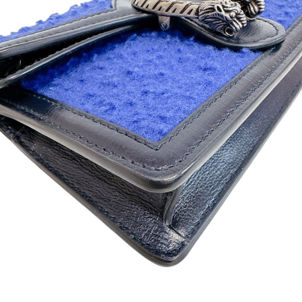 Gucci Dionysus Wool Leather Chain Shoulder Bag Blue — view 3