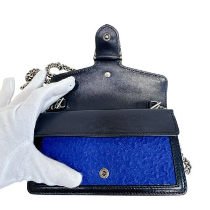 Gucci Dionysus Wool Leather Chain Shoulder Bag Blue — view 5