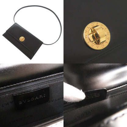 Bvlgari Logo Leather Black 2-Way Shoulder Bag Clutch — view 8