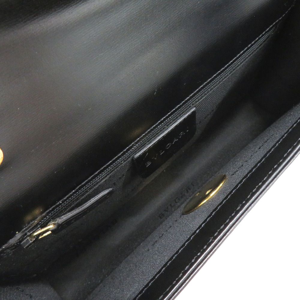 Bvlgari Logo Leather Black 2-Way Shoulder Bag Clutch — view 7