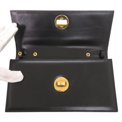 Bvlgari Logo Leather Black 2-Way Shoulder Bag Clutch — view 6