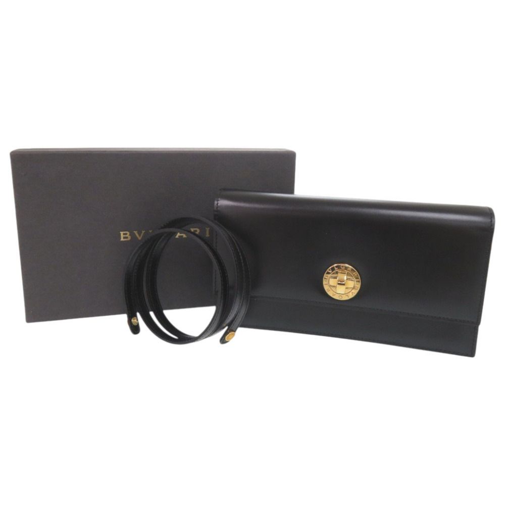 Bvlgari Logo Leather Black 2-Way Shoulder Bag Clutch — view 2