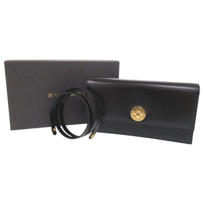 Bvlgari Logo Leather Black 2-Way Shoulder Bag Clutch — view 2
