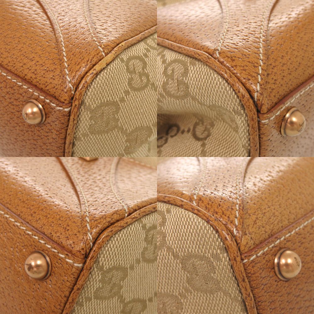 Gucci New Jackie GG Canvas Leather Beige Camel Shoulder Bag — view 4