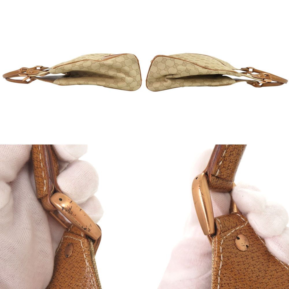 Gucci New Jackie GG Canvas Leather Beige Camel Shoulder Bag — view 8