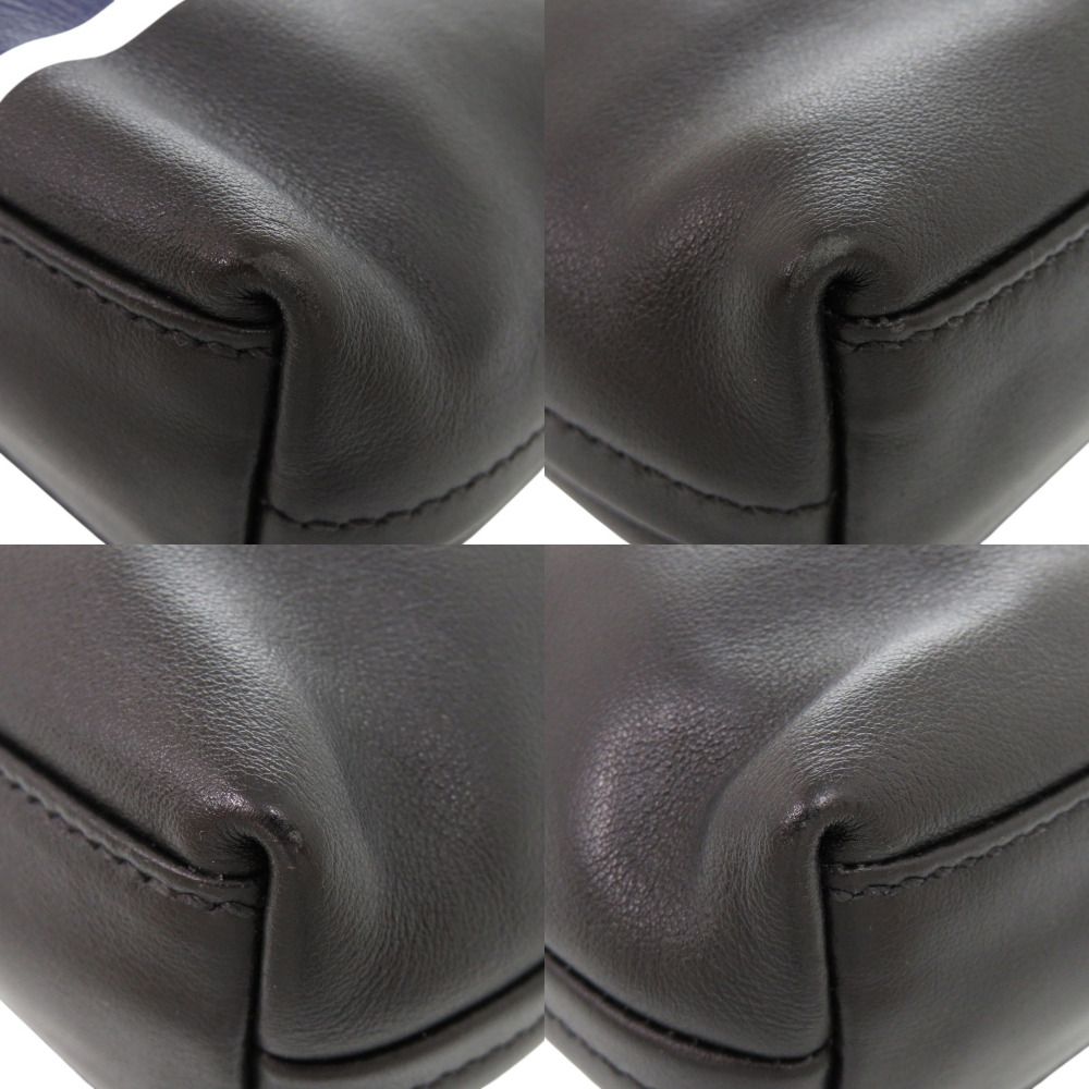 Prada Triangle Logo Leather Black Blue Shoulder Bag — view 4