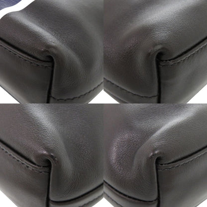 Prada Triangle Logo Leather Black Blue Shoulder Bag — view 4