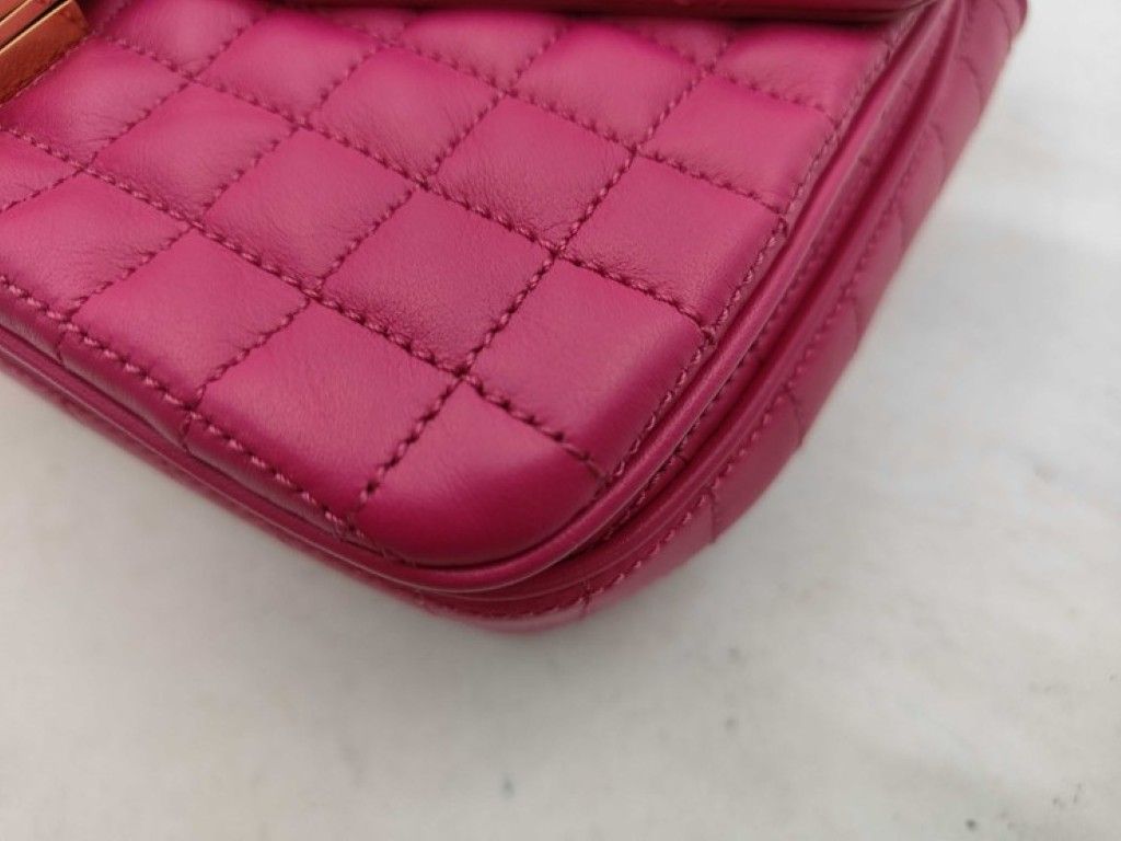Celine Shoulder Bag Small C Pink Leather Quilted Chain Gold — view 6