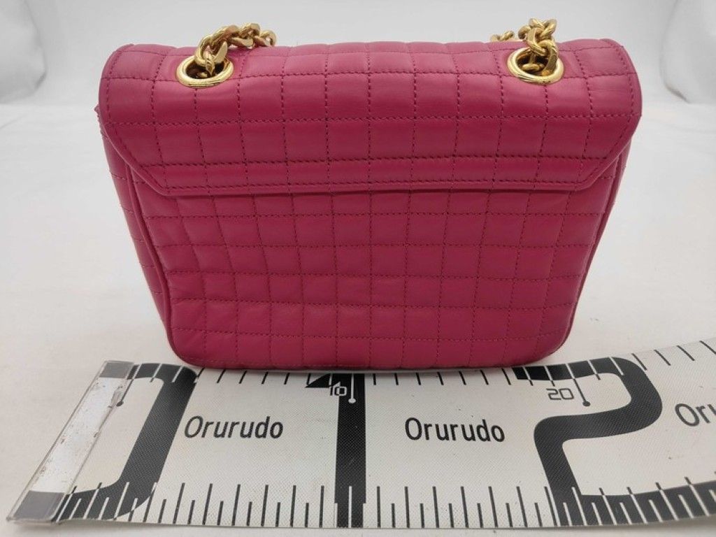 Celine Shoulder Bag Small C Pink Leather Quilted Chain Gold — view 2