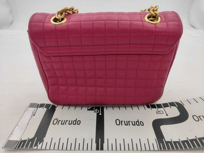 Celine Shoulder Bag Small C Pink Leather Quilted Chain Gold — view 2