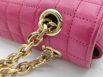 Celine Shoulder Bag Small C Pink Leather Quilted Chain Gold — view 5