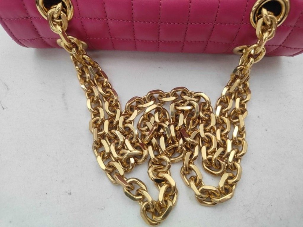 Celine Shoulder Bag Small C Pink Leather Quilted Chain Gold — view 3