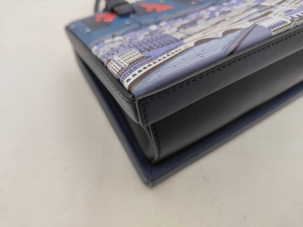 Loewe Handbag Postal Smoo Le City Paris 309.31 Blue Leather 2-Way — view 6