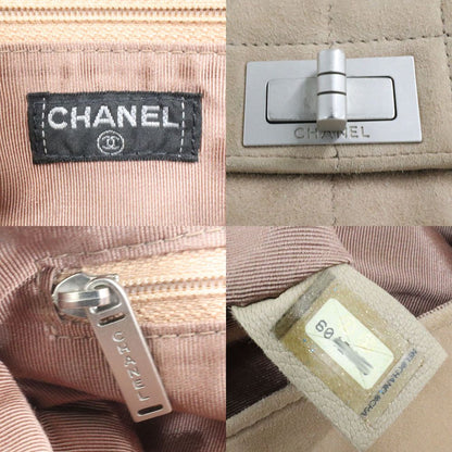 Chanel 2.55 Chain Handbag Beige Suede Silver Choco Bar 6 Bag — view 8