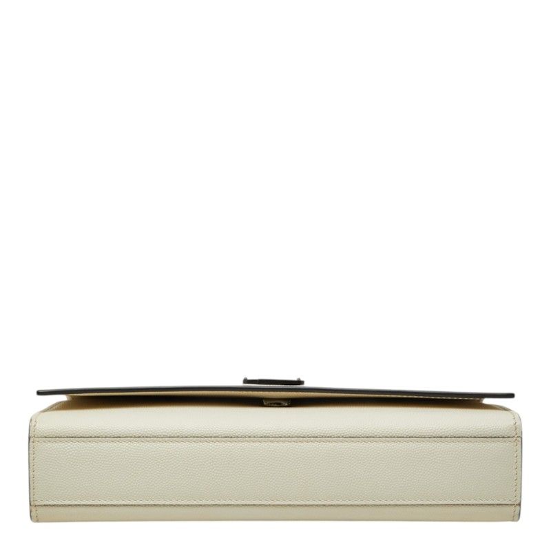 Saint Laurent Cassandra Kate YSL Logo Chain Shoulder Bag White Black Leather — view 3