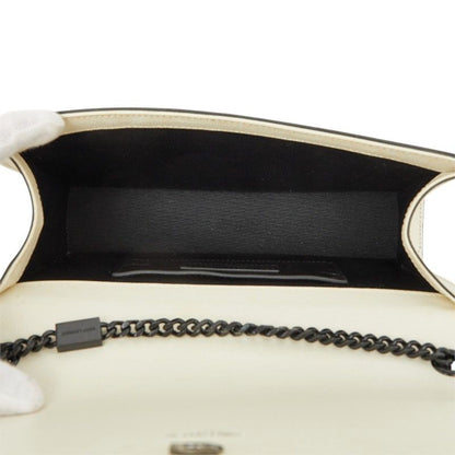 Saint Laurent Cassandra Kate YSL Logo Chain Shoulder Bag White Black Leather — view 8
