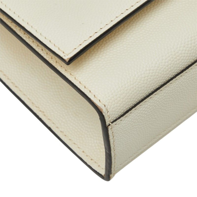 Saint Laurent Cassandra Kate YSL Logo Chain Shoulder Bag White Black Leather — view 5