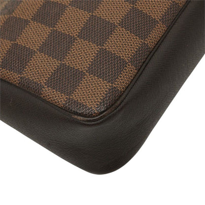 Louis Vuitton Damier Trousse Makeup Pouch Handbag Brown Leather — view 7