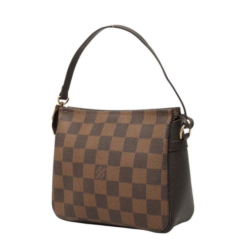 Louis Vuitton Damier Trousse Makeup Pouch Handbag Brown Leather — view 2