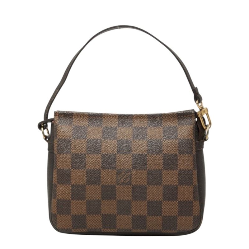 Louis Vuitton Damier Trousse Makeup Pouch Handbag Brown Leather