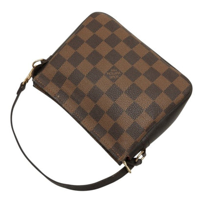 Louis Vuitton Damier Trousse Makeup Pouch Handbag Brown Leather — view 8