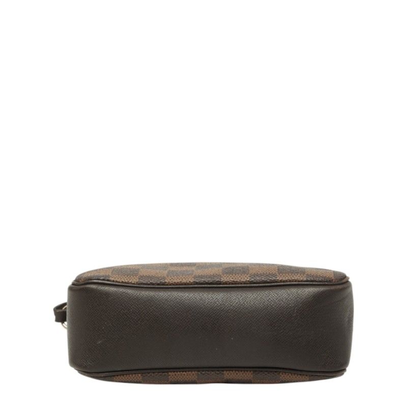 Louis Vuitton Damier Trousse Makeup Pouch Handbag Brown Leather — view 3