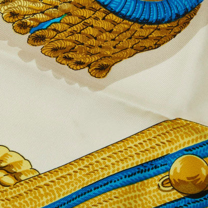 Hermes Carre 90 Ceremony Shoulder Epaulettes Scarf Large White Gold Blue — view 2