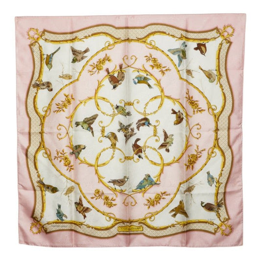Hermes Carre 90 la Cle Des Champs Key to Freedom Scarf Large White Pink