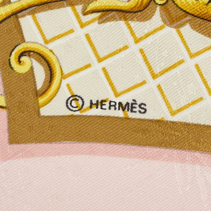 Hermes Carre 90 la Cle Des Champs Key to Freedom Scarf Large White Pink — view 5