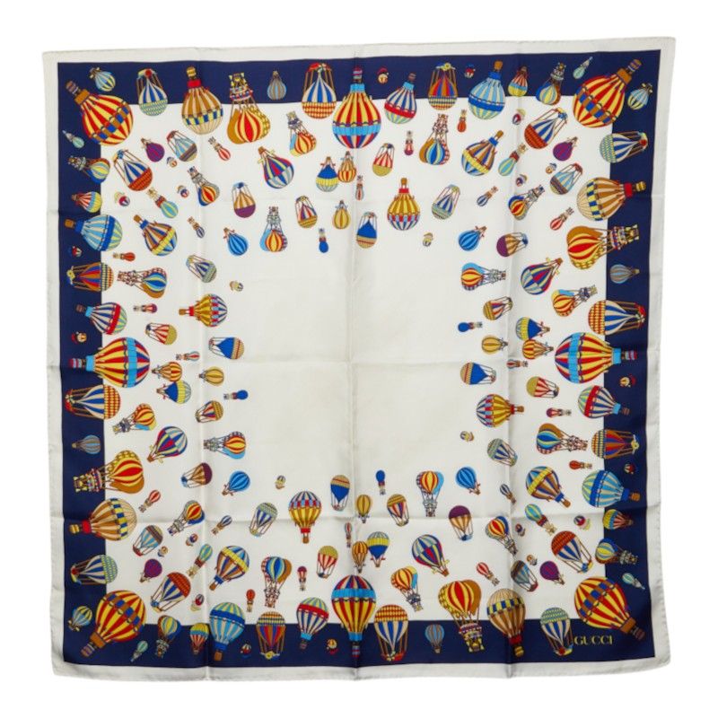Gucci Balloon Print Scarf Large White Multicolor Silk