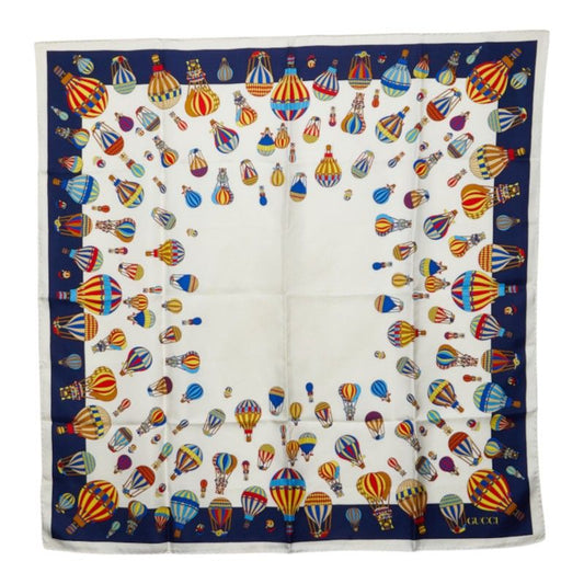 Gucci Balloon Print Scarf Large White Multicolor Silk