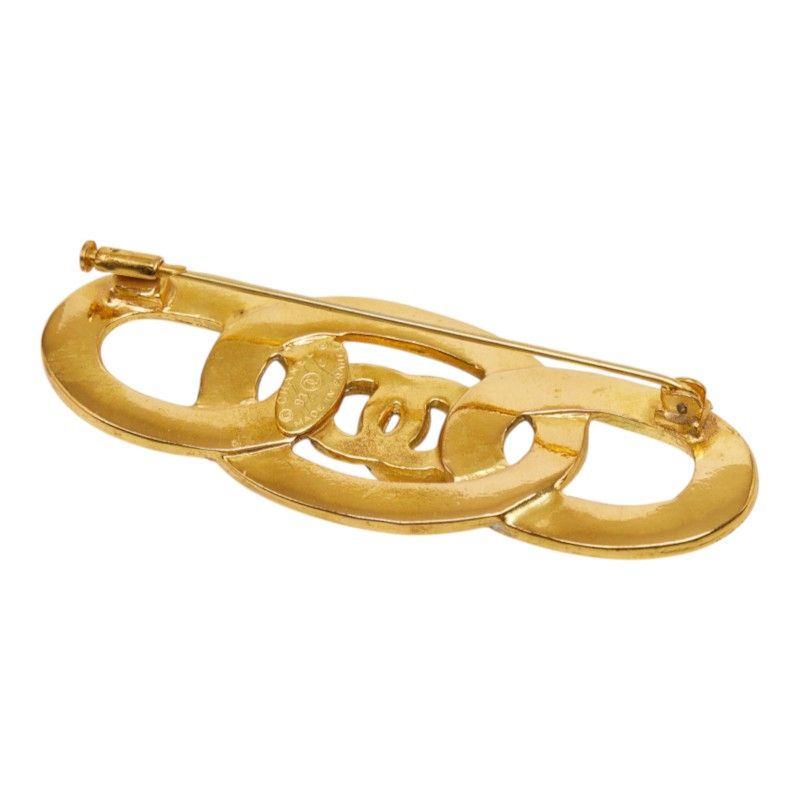 Chanel CC Logo Brooch 93C White Blue Gold Plated — view 2