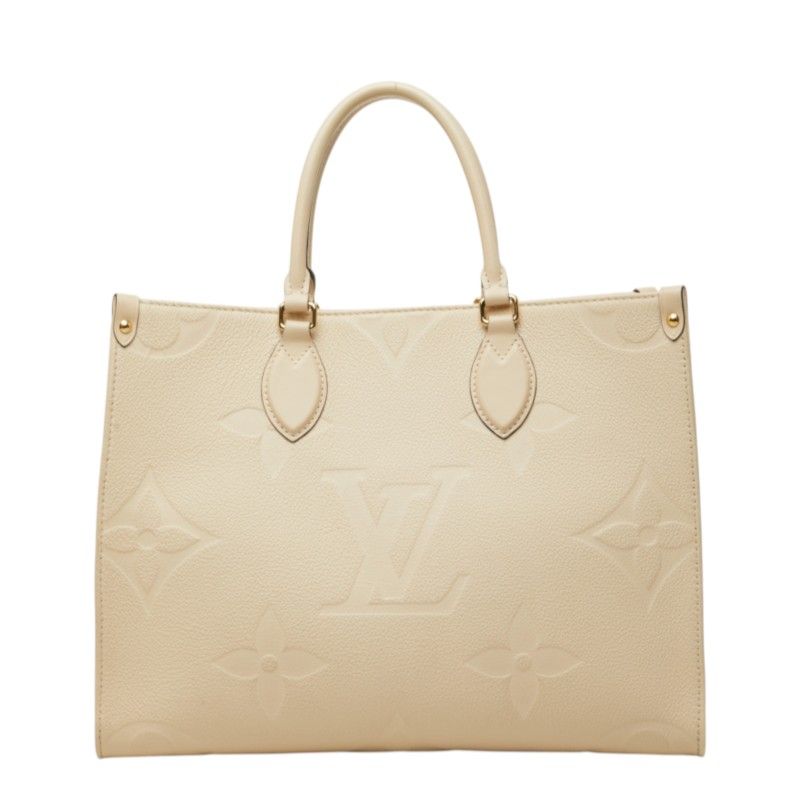 Louis Vuitton Monogram Empreinte on the Go MM Shoulder Bag Cream Ivory Leather